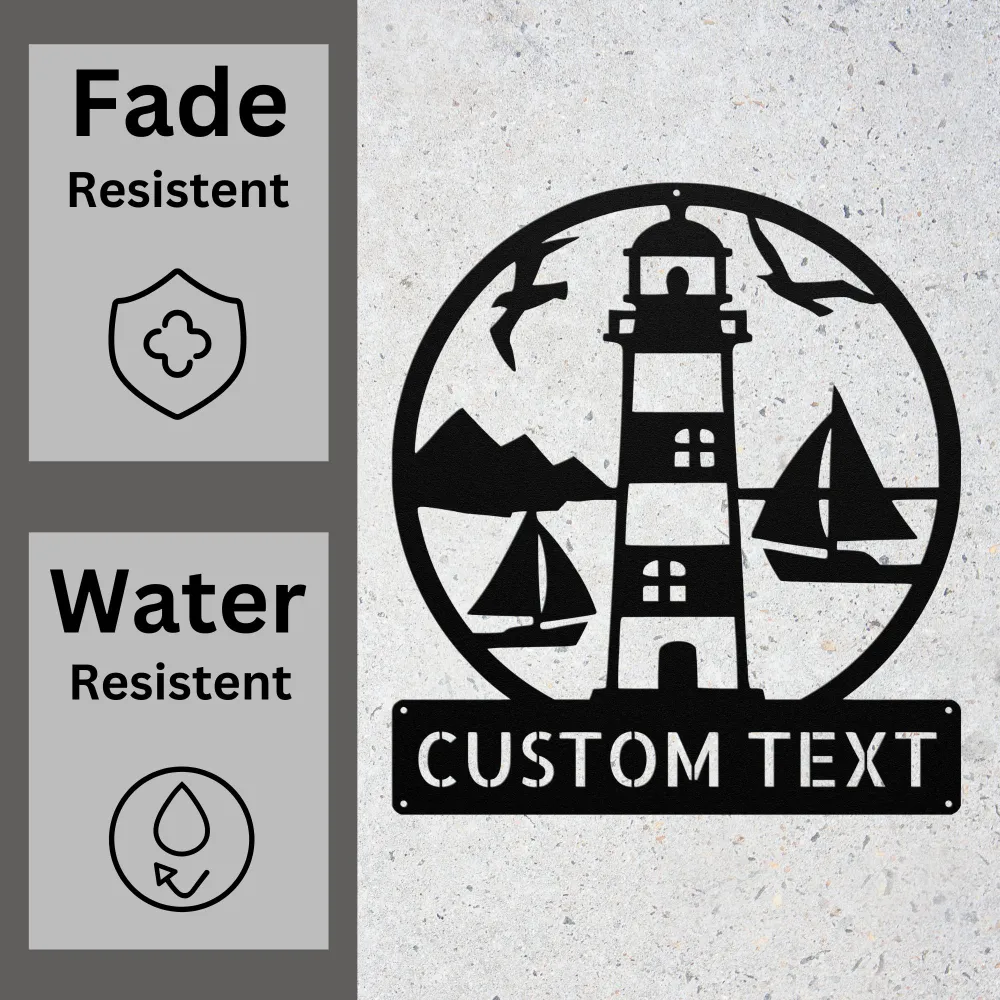 Custom Lighthouse Scene Metal Sign